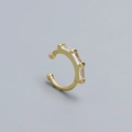 Minimalist S925 silver ear cuff in golden finish with three rectangular clear crystals - Rectangle Stone / Gold