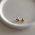 Elegant gold bean stud earrings in polished stainless steel with minimalist S925 needles - Style 3004 / Gold