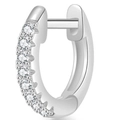 Silver huggie hoop earring with sparkling round cubic zirconia in a secure screw-back design - 6# Micro-pave Small Hoop / Platinum