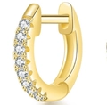 Golden titanium steel hoop earring featuring a row of sparkling faceted zircon stones - 6# Micro-pave Small Hoop / Gold