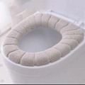 Washable thickened plush toilet seat cover in beige grey with wave pattern texture - Nordic Beige