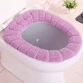 Universal washable light purple plush toilet seat cover in soft thickened fleece - Nordic Pink