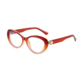 Fashion cat eye sunglasses featuring red-brown gradient frames and gold leopard hardware - Wine Red