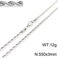 Cadena de cuerda de acero inoxidable plateado 3mm longitud 550mm con cierre de mosquetón - 3mm / 50cm / Color Acero