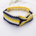 Crossed hairband with yellow blue white grey wave pattern for women's daily wear - Small Yellow Plaid