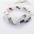 White knotted fabric headband featuring colorful cartoon prints for women hair accessories - White Characters