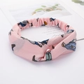 Pink twisted cross headband for women featuring soft fabric with cartoon character pattern - Pink Characters