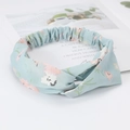Cross knot fabric headband with light blue floral pattern for women hair styling - Style 36 Light Blue Floral