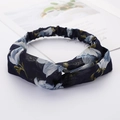 Navy blue floral chiffon headband with crisscross knot design and elastic band - Style 59 Navy Chiffon Floral