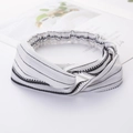 White and black striped cotton linen twisted headband for women face washing and sports - Style 84 Black/White Striped