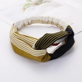 Criss-cross knotted headband featuring yellow and black stripe patterns with elastic back - Style 83 Mixed Stripes
