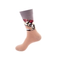 Calze a metà polpaccio in cotone grigio e kaki con ricamo artistico di Napoleone a cavallo - Taglia unica / 089-Patchwork Napoleone