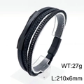 Bracciale multistrato da uomo in pelle nera intrecciata e catena in acciaio inossidabile - Nero Stile 2 (KB151816-KLHQ)