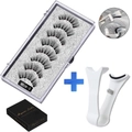 Reusable 5-pair magnetic eyelashes set model MB6K-5 with white applicator tool - MB6K-5 / 5 Pairs Eyelashes + White Clip