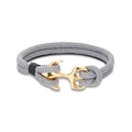 Bracciale in nylon grigio con chiusura ad ancora dorata lucida su sfondo bianco pulito - Grigio Oro