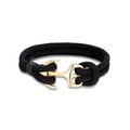 Bracciale nautico con ancora nera e fibbia placcata in oro su sfondo bianco puro - Oro Nero