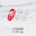 Close-up of alloy flower nail art charms with pearls and rhinestones size 8.5x9.5mm - Silver Cluster Pearl Aurora Rhinestone Style (6208)