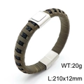 Pulsera de hombre en cuero trenzado marrón con cierre magnético de plata cepillada - Color Acero