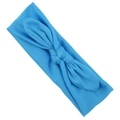 Elastic blue knotted rabbit ear headband for children with soft fabric texture - Sky Blue