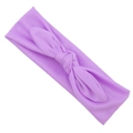 Elastic purple rabbit ear headband for infants with a soft fabric knotted bow design - Light Purple
