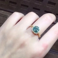 Anello in moissanite verde-blu da 3 carati con placcatura in oro e diamanti pavé - Anello da 3 Carati (Colore Oro)