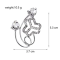 Spilla a fiore argento con strass trasparenti, elegante spilla da bavero floreale da 5,3 cm - Stile Argento (C674-B)
