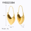 Boucles d'oreilles chic en acier doré 18K forme goutte 36mm présentées en fini doré - Style de Forme de Coeur (YYE023384)