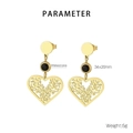 Dettagli su dimensioni e peso degli orecchini a cuore in oro con strass neri e piume - Stile Cuore Cavo (KE111081-MW)