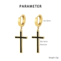 Parametri dettagliati delle dimensioni per orecchini a croce in oro e strass neri - Stile Croce d'Oro Zirconia Nera (KE111089-MW)