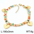 Double-layer golden bead bracelet with colorful charms and heart pendants 190mm - Heart Pendant Style (KB179935-MW)