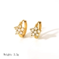 Pendientes de aro florales en oro 18K con circonitas, altura 16mm y ancho 9,6mm - Estilo de Flor de Cinco Pétalos(YYE023392)