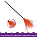 Halloween witch broom prop in orange and black mesh with 89cm detachable handle - Orange