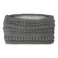 Détail de la doublure en polaire blanche épaisse d'un bandeau d'hiver en tricot gris - Gris clair