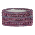 Détail du bandeau d'hiver montrant la doublure polaire et la texture de maille tissée - Jaune Bleu Rose