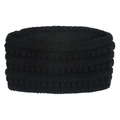 Bandeau hiver en tricot noir pour femme avec doublure polaire chaude et texture côtelée - Noir