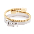 Gold stainless steel twisted cable bracelet and silver roman numeral cuff set for men - Silver + Gold 3 (Braided Texture)