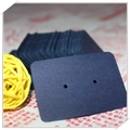 Close-up of small dark blue kraft paper earring display cards with punched holes - 500 Sheets / Dark Blue