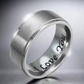 Dettaglio anello in titanio argento spazzolato con incisione interna I Love You - US 7 / Argento