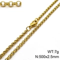 Golden stainless steel rolo chain necklace for men with 500mm length and 2.5mm width - 2.5mm Gold-20cm