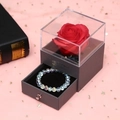 Rose jewelry gift box with drawer and crystal bead bracelet on star pattern background - Black Box/Iridescent