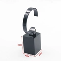 Black acrylic watch display stand with C-ring and 4x4x6cm dimensions on white background - Medium (6CM Base) / Black