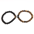 Bracelets magnétiques pour couples avec perles noires mates et pierres oeil de tigre - Oeil de Tigre avec Style Matte B (虎眼/磨砂B)