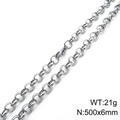 Silver 304 stainless steel rolo chain necklace with lobster clasp, 500x6mm size - 6mm Steel Color-20cm