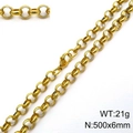 18K gold plated rolo chain necklace 500x6mm size with lobster clasp 21g weight - 6mm Gold-20cm
