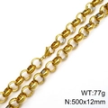 18K gold plated titanium steel pearl link chain necklace measuring 500x12mm - 12mm Gold-20cm