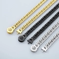 Collane a catena groumette con chiusura a teschio in oro, nero e argento lucido - Bracciale 21cm / Oro - Fibbia a Teschio