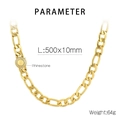 Macro-opname van 10mm gouden NK-ketting met strassteentjes en afmetingsdetails - Armband 20CM / Goud (Strass Sluiting)