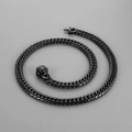 Collar de cadena cubana negra de 9mm en acero inoxidable con cierre de palanca - Hebilla Pulida Negra / 20cm