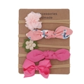 5-piece baby headband set with floral bows on high-elastic nylon bands for newborns - Magenta Pink Series Style