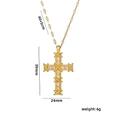 Gold cross necklace with zircons, minimalist pendant size 39x24mm, length 40+5cm - Gold Cross Style (8847)